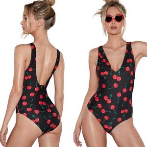 NWT nasty gal cherry print swimsuit